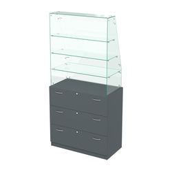 Прилавок с наклонным фасадным стеклом Селена-15, Темно-Серый