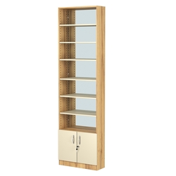 Стеллаж из ДСП с 6-ю полками 200x600 мм серии LEVEL-6 №3-2 (З/C - ЗЕРКАЛО), Дуб Золотистый и Крем Вайс