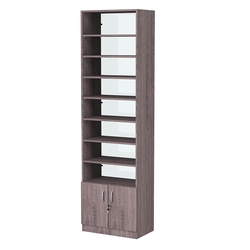 Стеллаж из ДСП с 8-ю полками 350x600 мм серии LEVEL-8 №6-1 (З/C - СТЕКЛО), Ясень Анкор темный