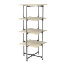 Хромированный стенд Прогресс №2-4 (с полками ДСП 16мм), Крем Вайс