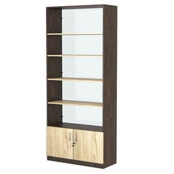 Стеллаж из ДСП с 4-мя полками 350x900 мм серии LEVEL-4 №13-1 (З/C - СТЕКЛО), Дуб Венге + Дуб Сонома