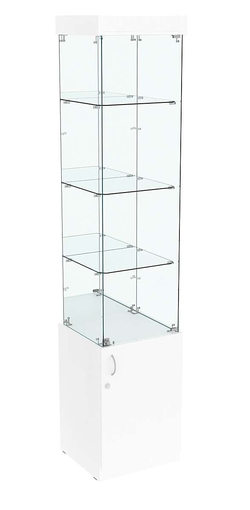 Высокая витрина ИСТРА №704 (задняя стенка - зеркало), Белый