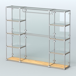 Торговая система ХРОМ (задняя стенка - стекло) 3600 мм с зеркальными полками и поручнями №3, Дуб Золотистый