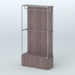 Торговая система ХРОМ (задняя стенка - ДСП) 1200 мм №1-4 с тумбой Т-21 и поручнями, Ясень Анкор темный