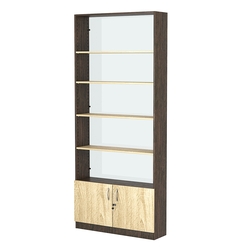 Стеллаж из ДСП с 4-мя полками 250x900 мм серии LEVEL-4 №11-1 (З/C - СТЕКЛО), Дуб Венге + Дуб Сонома