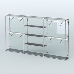 Торговая система ХРОМ (задняя стенка - стекло) 3600 мм с тонированными полками и поручнями №5, Темно-Серый