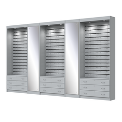 Комплект витрин под очки №11+1+11+1+11 (открытый доступ), Серый