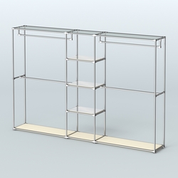 Торговая система ХРОМ без ДСП 3030 мм с зеркальными полками и поручнями №4, Крем Вайс