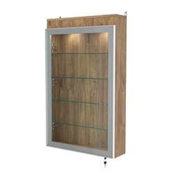 Витрина настенная №2-3А с четырьмя полками и подсветкой серии Collecto, Дуб Канзас коричневый