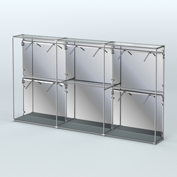 Торговая система ХРОМ (задняя стенка - зеркало) 3600 мм с поручнями №9, Темно-Серый