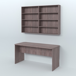 Распаковочный большой стол с антресолью для аптеки Р-05, Ясень Анкор темный