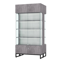 Витрина Монти №5-П двусторонняя, Бетон Чикаго светло-серый F186 ST9