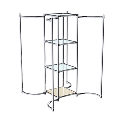 Хромированное вешало ВОЛНА №4-1 с полками стекло 6мм, Крем Вайс