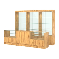 Комплект витрин ЭК-02 и прилавков ЭК-3, Дуб Золотистый