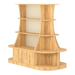 Островной низкий стеллаж ГАРАНТ №2, Дуб Золотистый и Крем Вайс