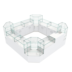 Остров ювелирный "Диаманд" №2, ЛДСП белый + МДФ белый