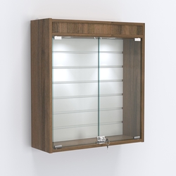 Витрина настенная №201-2Б с эконом панелью и фризом, Орех