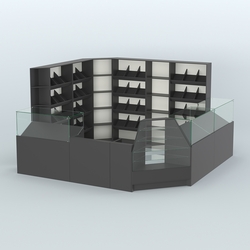 Угловой павильон из ДСП для торговли хлебом и выпечкой №5, Черный и Белый