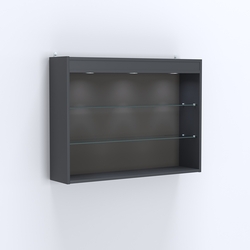 Витрина настенная №203-3Г открытого доступа со стеклянными полками и верхней подсветкой, Антрацит