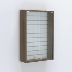 Витрина настенная №202-1Б с эконом панелью и стеклянными дверками, Орех