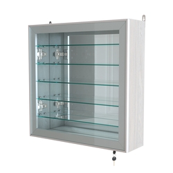 Витрина настенная №1-6А с пятью полками и зеркальной стенкой серии Collecto, Ясень Анкор светлый