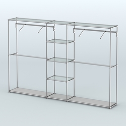 Торговая система ХРОМ без ДСП 3030 мм с прозрачными полками и поручнями №12, Серый