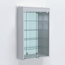 Витрина настенная №202-4А зеркальная с четырьмя полками и подсветкой, Серый