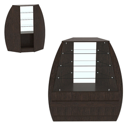 Торговый прилавок со стеклом серии БРИЗ №3 угловой (внешний угол), Дуб Венге