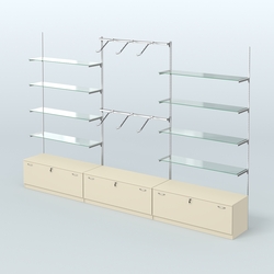 Система Neo Fix №10 с поручнями, стекловидными полками и тумбами T-11, Крем Вайс