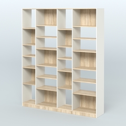 Стеллаж из ДСП серии ЛОФТ №15-2 с полками ДСП, Белый + Дуб Сонома