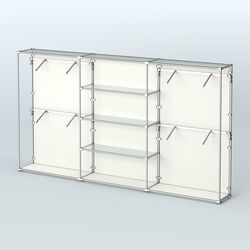 Торговая система ХРОМ (задняя стенка - ДСП) 3600 мм с прозрачными полками и поручнями №5, Белый