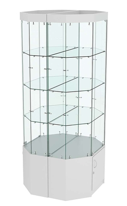 Стеклянная высокая островная витрина с подсветкой серии Истра №801-О, Серый