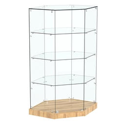 Витрина Хит продаж №13 (угловая шестигранная, закрытая, З/C - стекло), Дуб Золотистый