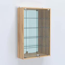 Витрина настенная №202-2А высокая с зеркалом, Дуб Золотистый
