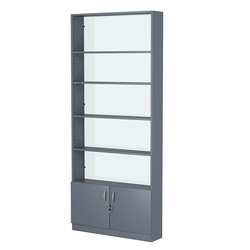 Стеллаж из ДСП с 4-мя полками 200x900 мм серии LEVEL-4 №10-1 (З/C - СТЕКЛО), Темно-Серый