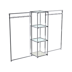 Хромированное вешало ЛУЧ №2-1 с полками стекло 6мм, Белый