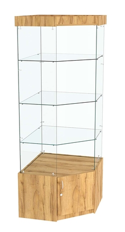 Витрина "Истра" угловая №113, пятигранная, (З.С-стекло), без дверей., Дуб Золотистый