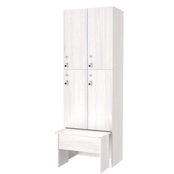 Шкаф для раздевалок с задвижной скамейкой КОМБО-Дуо №2-2, Ясень Анкор светлый