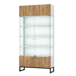 Витрина Монти №2, Белый + Дуб канзас коричневый