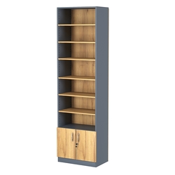 Стеллаж из ДСП с 6-ю полками 350x600 мм серии LEVEL-6 №6 (З/C - ДВП), Темно-серый и Дуб Золотистый