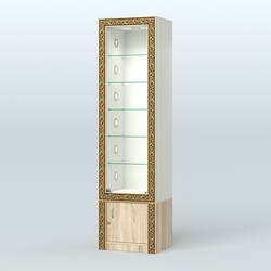 Витрина высокая с декором №ВБА-502С, Белый + Дуб Сонома