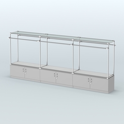 Островная торговая система ХРОМ 3600 мм с тумбами Т21 и поручнями №2, Серый