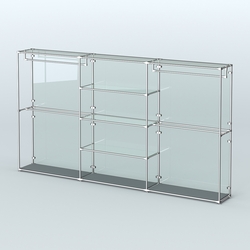 Торговая система ХРОМ (задняя стенка - стекло) 3600 мм с прозрачными полками и поручнями №2, Темно-Серый