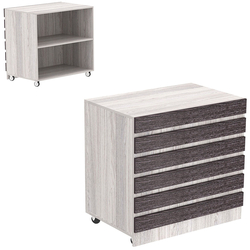 Торговый прилавок широкий выкатной с фасадными панелями №16Э, Ясень Анкор светлый + Ясень Анкор темный