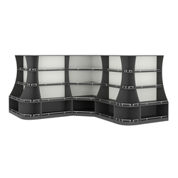 Угловой низкий стеллаж ГАРАНТ №4-О с ограничителями, Черный и Белый