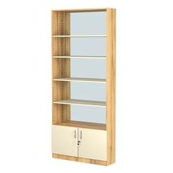 Стеллаж из ДСП с 4-мя полками 250x900 мм серии LEVEL-4 №11-2 (З/C - ЗЕРКАЛО), Дуб Золотистый и Крем Вайс