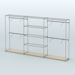 Торговая система ХРОМ без ДСП 3600 мм с прозрачными полками и поручнями №5, Дуб Сонома