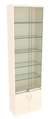 Витрина СЭСП-Z №2-300 (З/C - ДВП) со стеклянными полками и шторками Крем Вайс