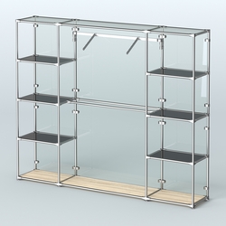 Торговая система ХРОМ (задняя стенка - стекло) 2430 мм с тонированными полками и поручнями №11, Дуб Сонома