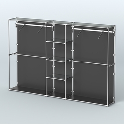 Торговая система ХРОМ (задняя стенка - ДСП) 3600 мм с зеркальными полками и поручнями №12, Черный